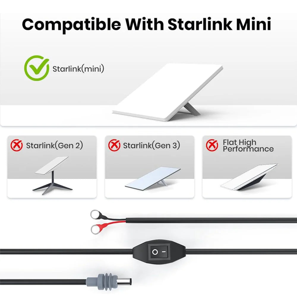 3M/10FT O - Ring DC Charging Cable with Switch (CB8) for Starlink Mini - Parts4Star