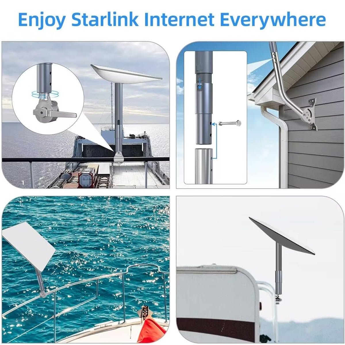 Aluminum Pipe Mount Adapter for Starlink Gen 2 Dish - Parts4Star