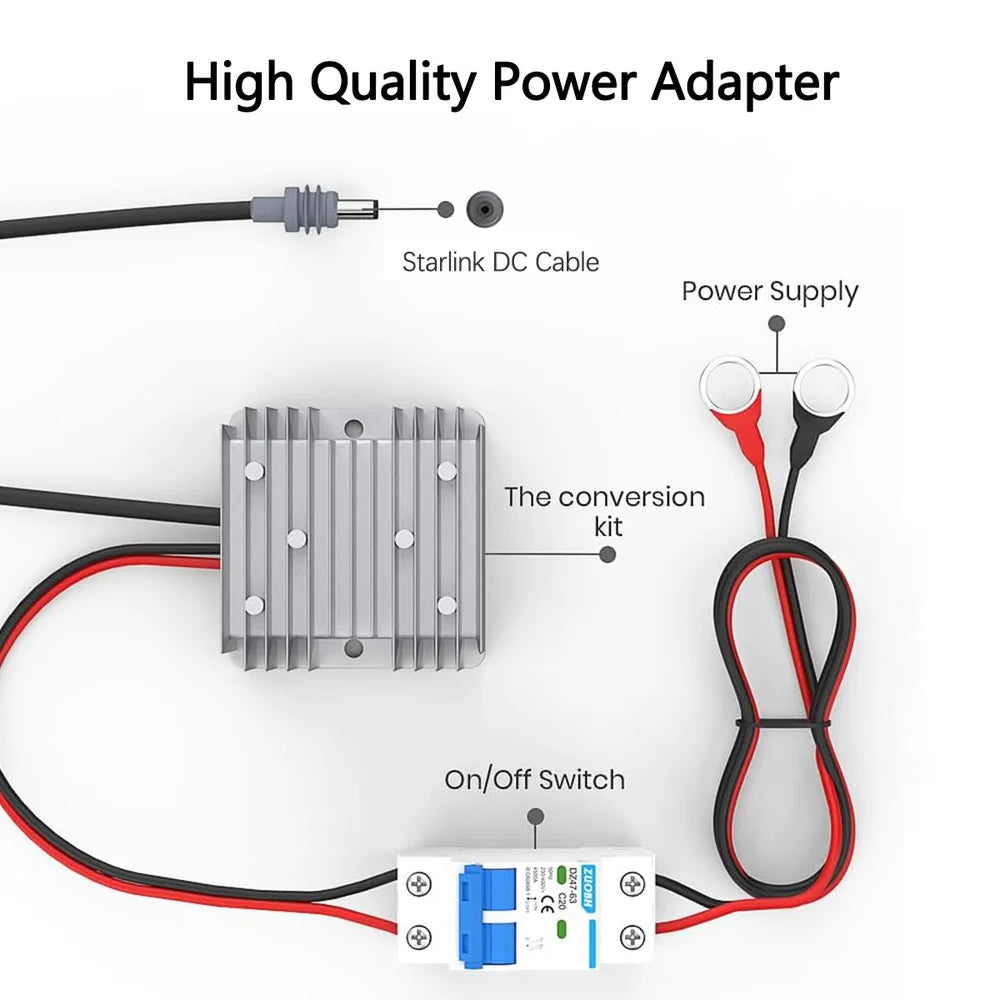 Starlink Gen 3 12V/24V to 57V Power Adapter with Switch for Standard 4 / 4X - Parts4Star