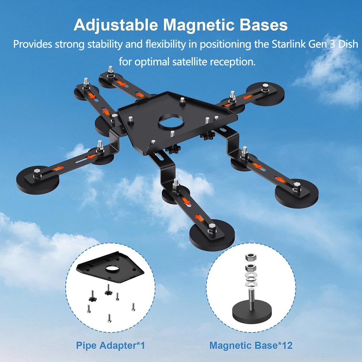 Starlink Gen 3 Adjustable Magnetic Car Mount Kit for Standard 4 / 4X - Parts4Star