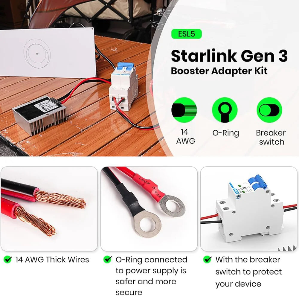 Starlink Gen Adaptateur secteur 3 12 V/24 V vers 57 V avec interrupteur pour alimentation standard 4/4X