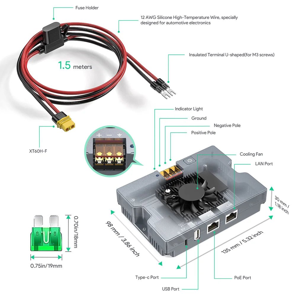 5 - in - 1 PoE Injector for Starlink Performance Gen 3, 350W Passive PoE, 9–36V DC Step - Up Converter, ESD Protection - Parts4Star