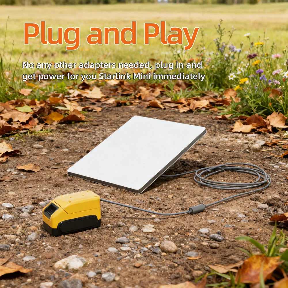 Starlink Mini Adaptateur de batterie DeWalt 20 V avec câble d'alimentation femelle DC5521