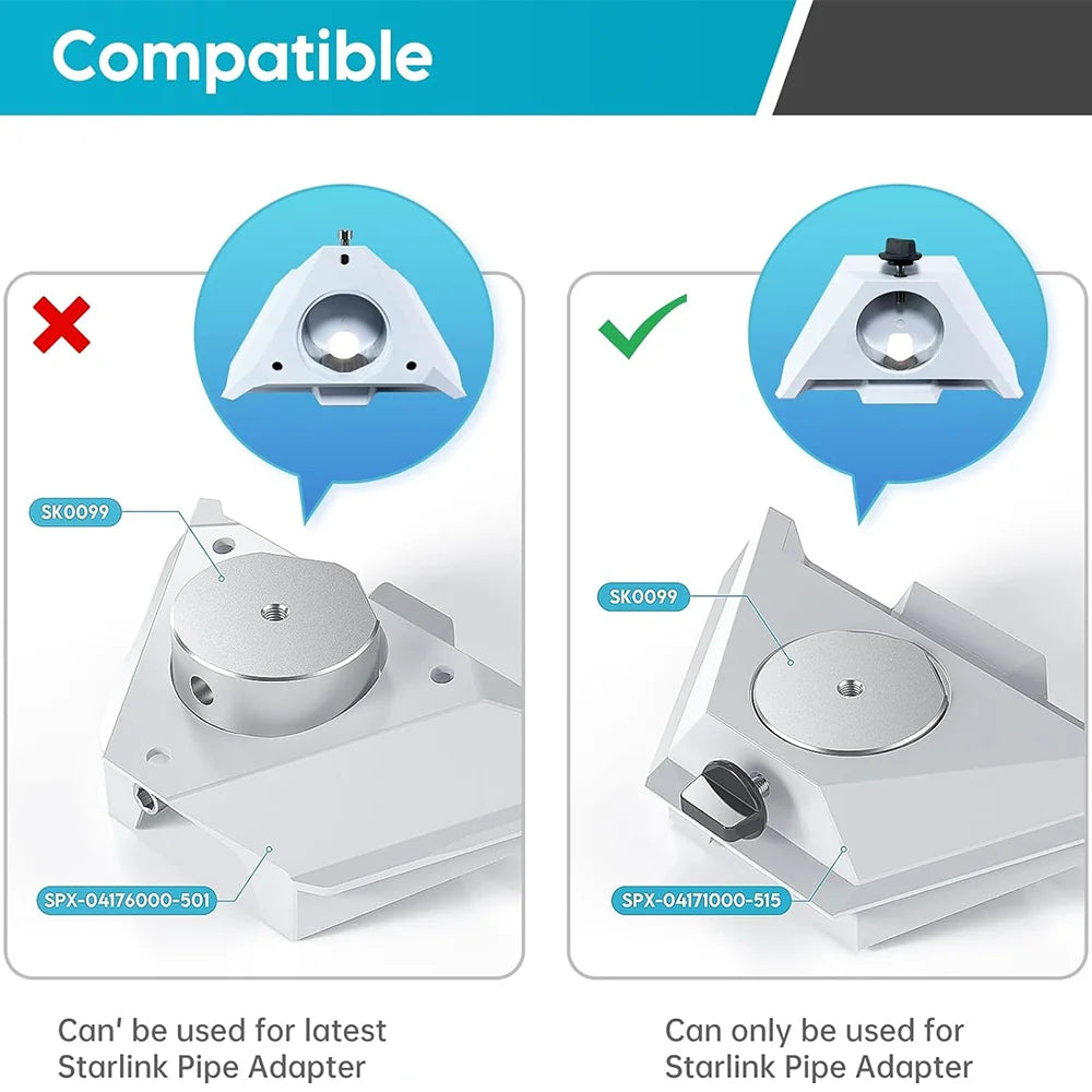 Adjustable Gutter Mount with Screw Adapter for Starlink Mini