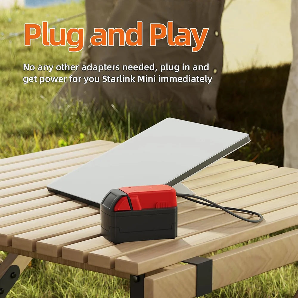 Adaptateur de batterie Milwaukee 18V avec câble d'alimentation CC pour Starlink Mini