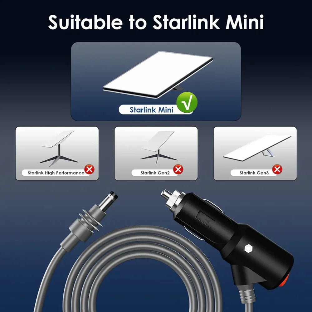 Car Cigarette Lighter DC Power Cable with Switch for Starlink Mini - Parts4Star