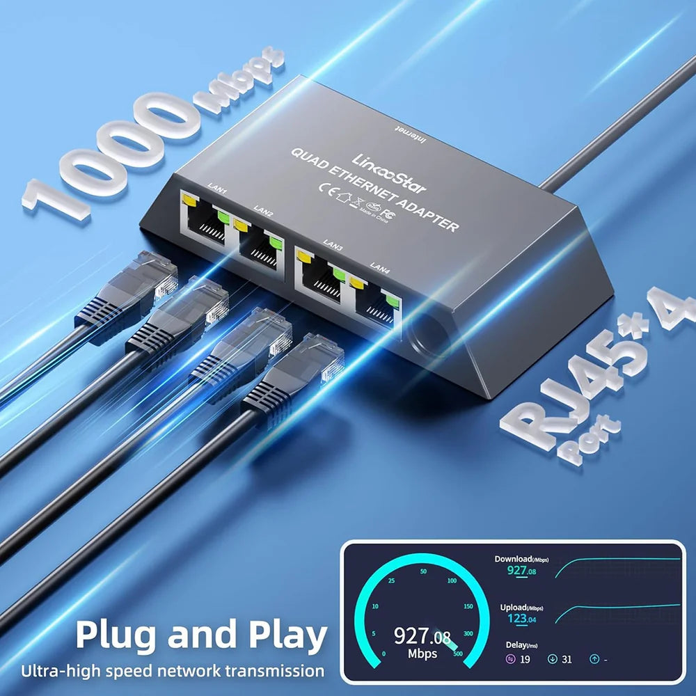 4-Port Ethernet Adapter for Starlink Gen 3 / Mini – Connect Up to 4 Devices