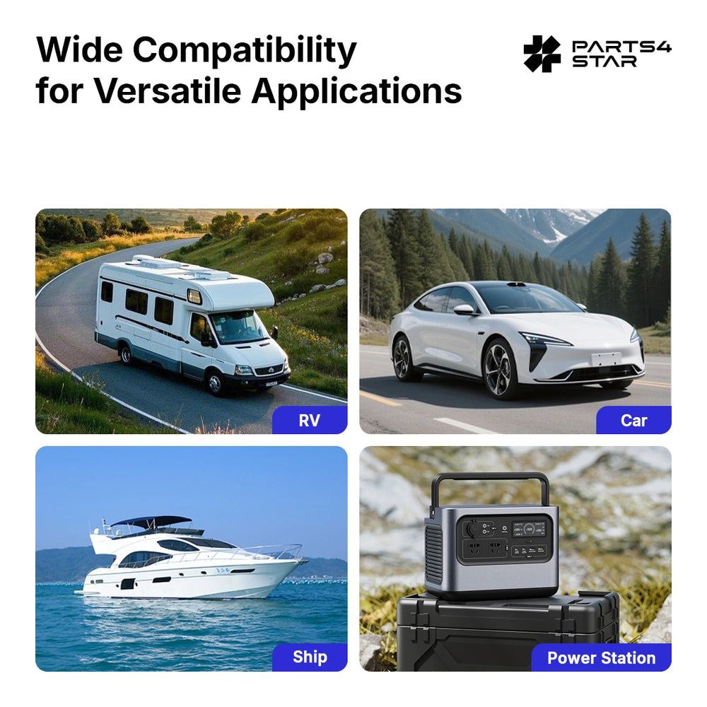 Wide compatibility for RV, car, ship, and power station
