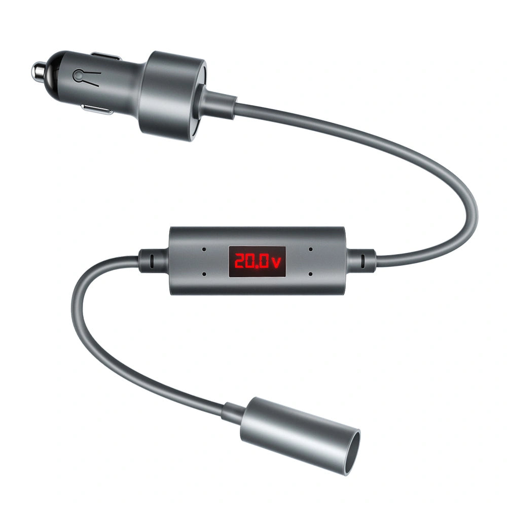 Car power converter cable with voltage display