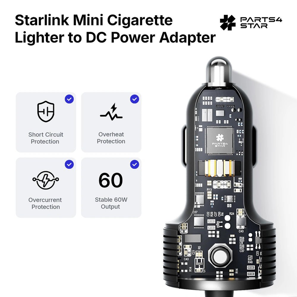 Car Charger 10 - 28V to 30V DC Power Adapter for Starlink Mini - Parts4Star