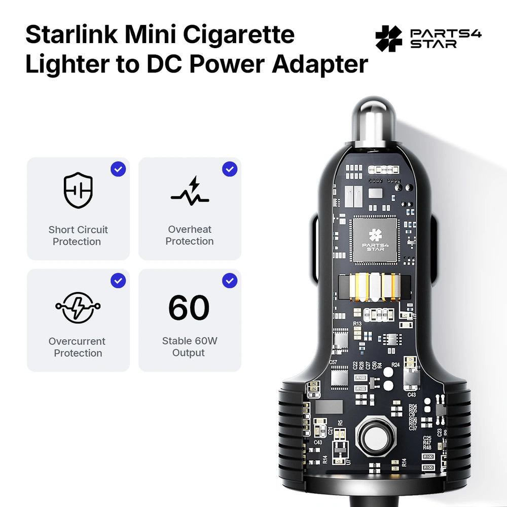 Starlink Mini cigarette lighter to DC power adapter