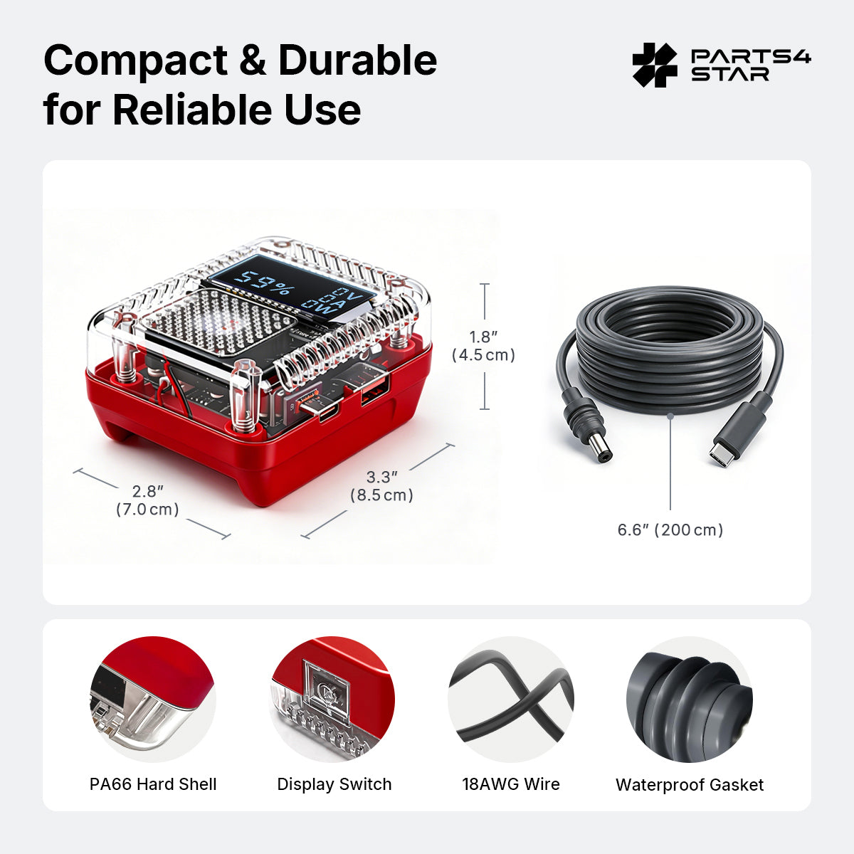 Compact and durable design of the battery adapter