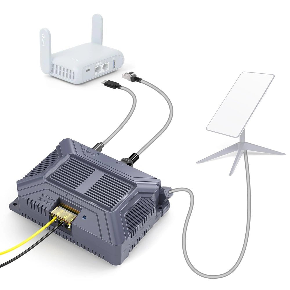 180W 5 - in - 1 GigE Passive PoE Injector with 9–36V DC Step - Up Converter for Starlink Gen 2 - Parts4Star