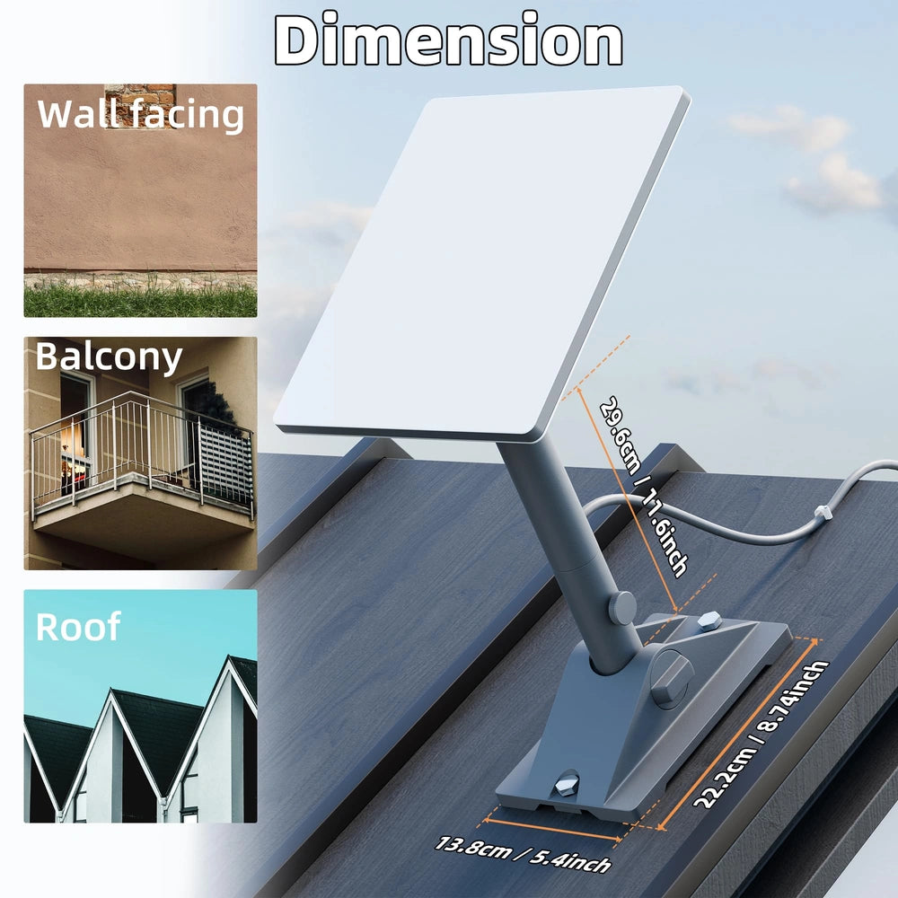 Starlink Mini Adjustable Roof Pivot Mounting Kit with 0–90° Tilt & 360° Rotation, Heavy-Duty Aluminum Alloy, Fits Tile, Shingle & Flat Roofs, Starlink Mini Accessories