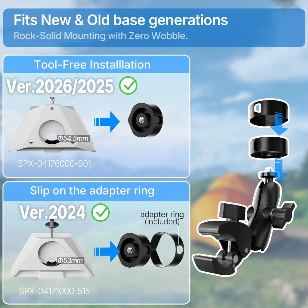 Starlink Mini Adjustable Clamp Mount Kit With 1/4" - 20 and 3/8" - 16 Conversion Screw - Parts4Star