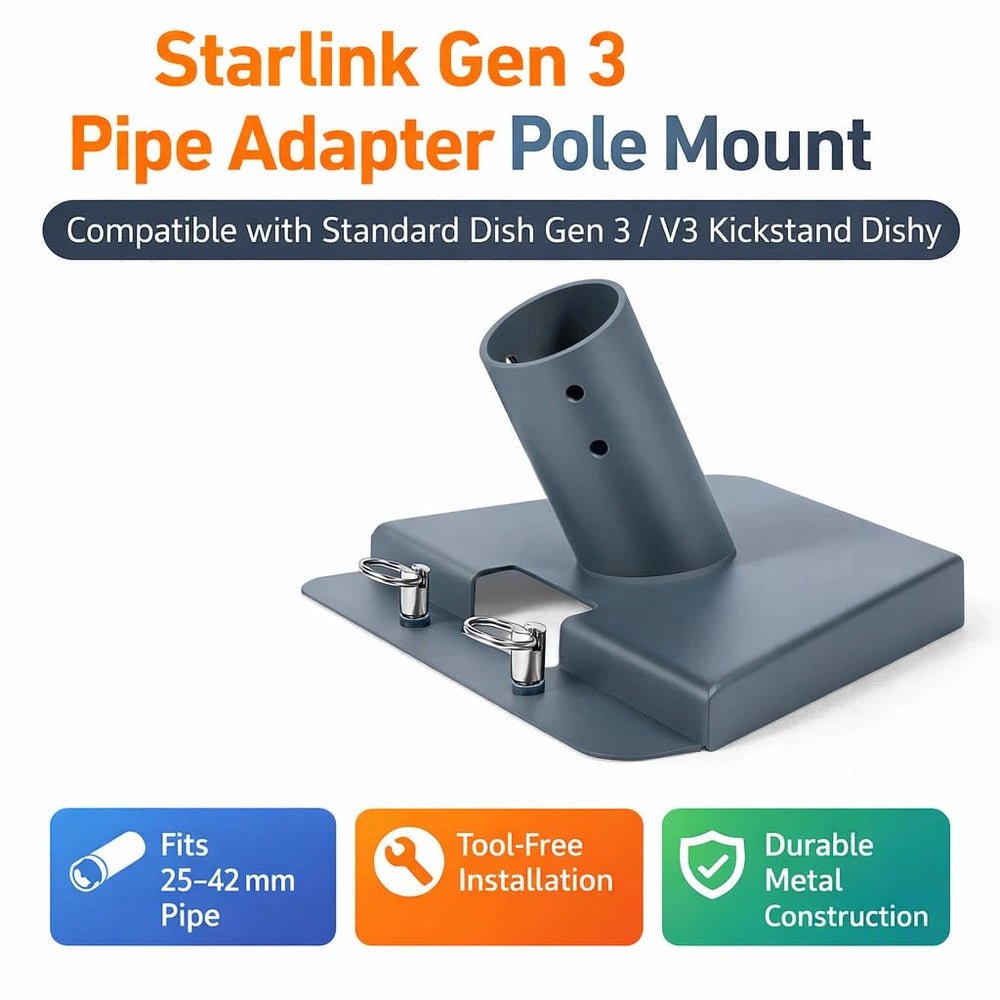 Starlink V4 Quick-Release Pipe Adapter Mount – Carbon Steel, Metal Locking Pins for Standard Gen 3/V3/V4 - Parts4Star