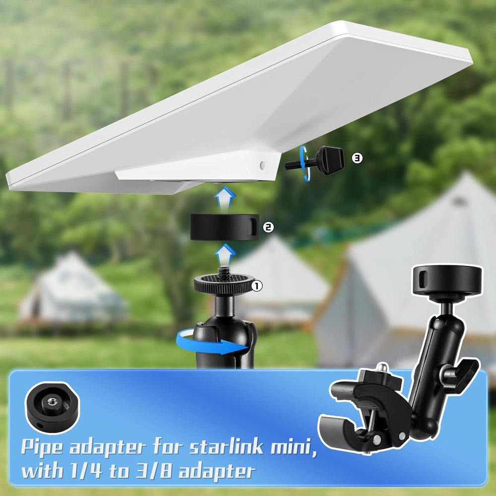 Starlink Mini Adjustable Clamp Mount Kit With 1/4" - 20 and 3/8" - 16 Conversion Screw - Parts4Star