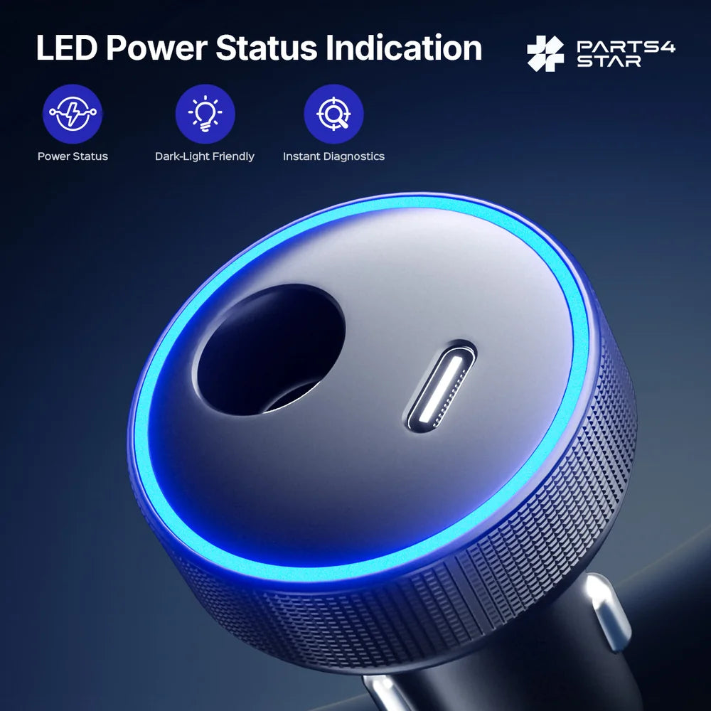 LED power status indicator on car adapter