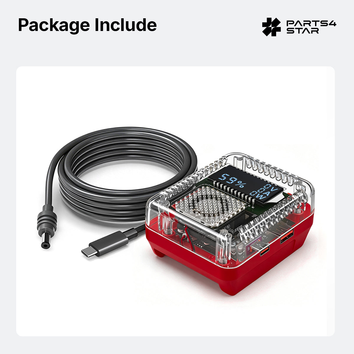 Package contents of Starlink Mini battery adapter