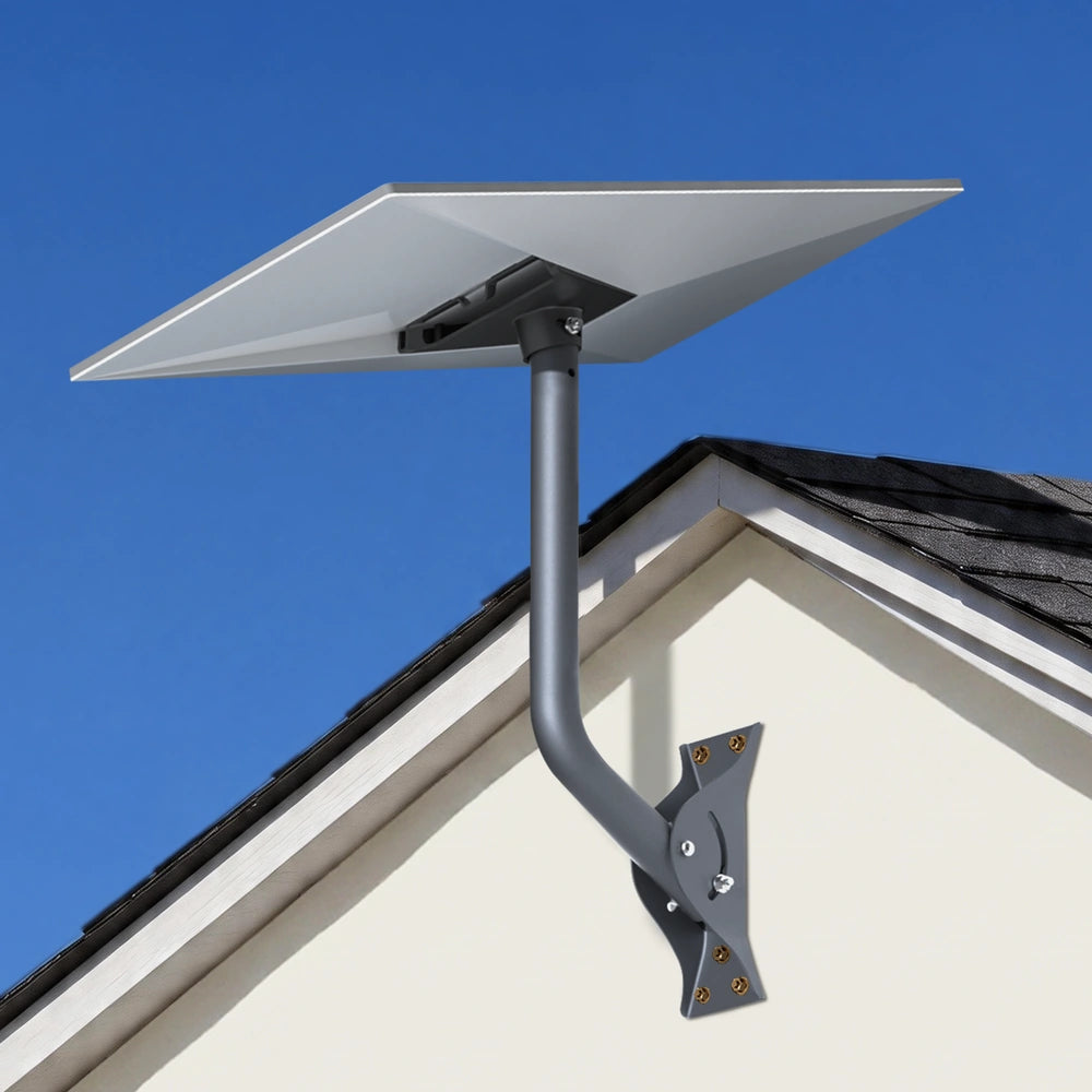 Starlink dish mounted on a roof using the adjustable mount kit