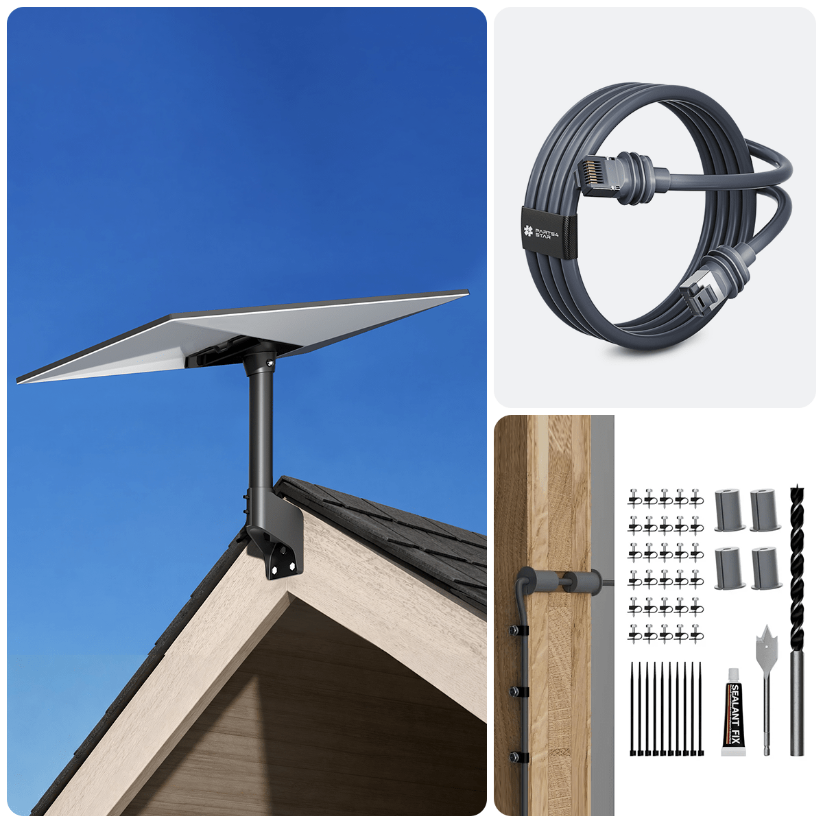 Starlink Gen 3 Wall & Roof Mount Kit – Full Install Bundle with Cable & Router Mount - Parts4Star