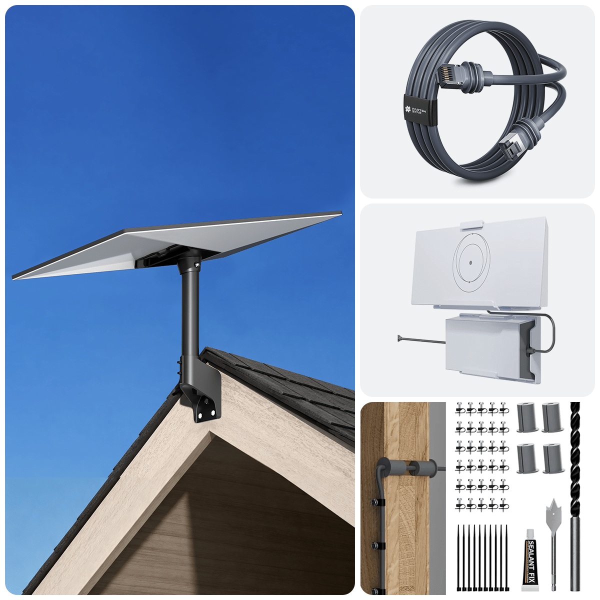 Starlink Gen 3 Wall & Roof Mount Kit – Full Install Bundle with Cable & Router Mount - Parts4Star