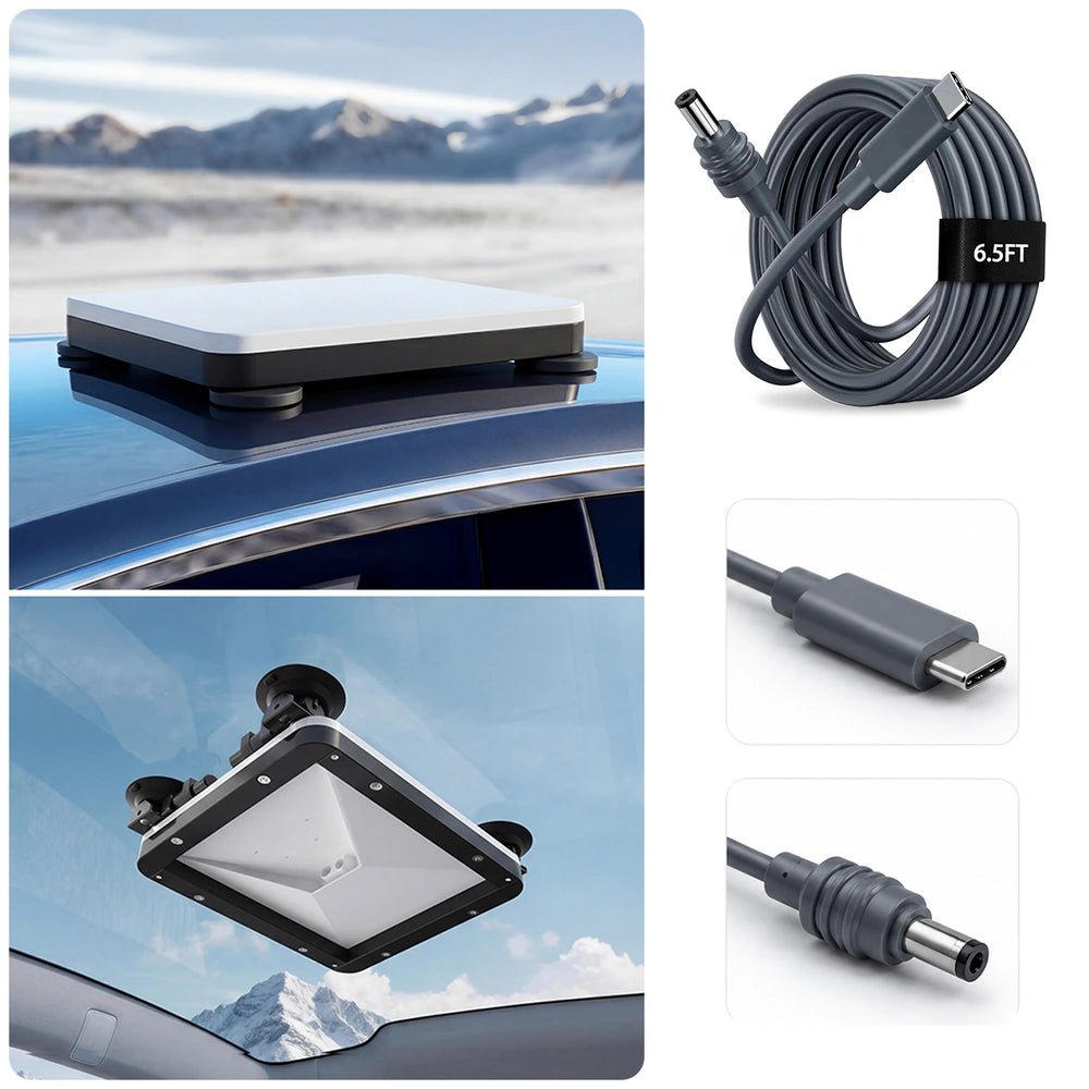 Starlink Mini 2-in-1 Magnetic & Suction Cup Mount Travel Kit with Power, Cable, Case, Tripod & Cover - Parts4Star