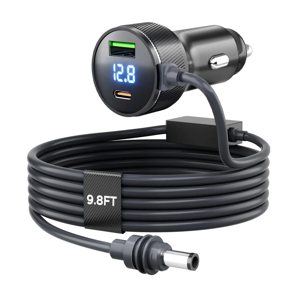 Starlink Mini adapter with 9.8ft cable and voltage display