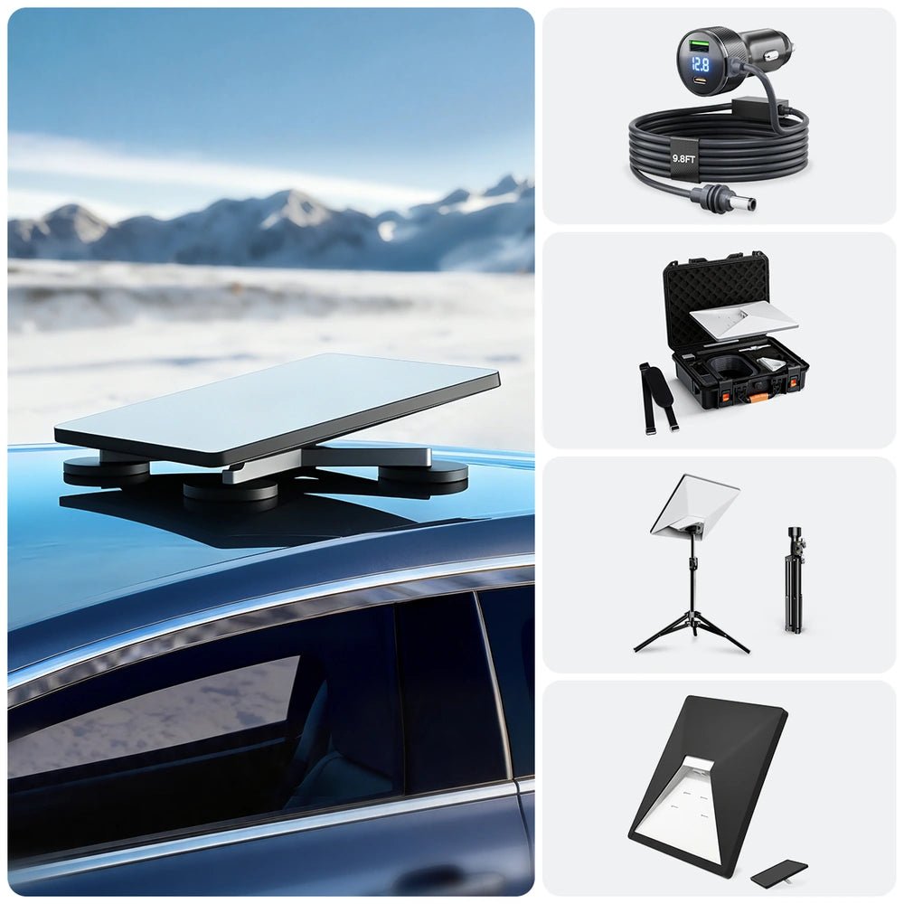 Starlink Mini Quick-Release Car Roof Mount Travel Kit with Power, Cable, Case, Tripod & Cover - Parts4Star