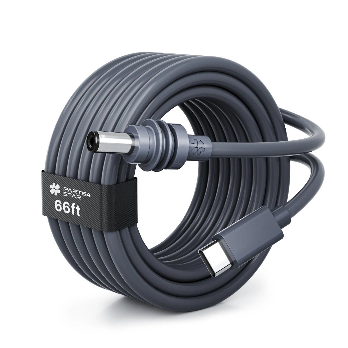 USB-C to DC power cable coiled, 66ft length