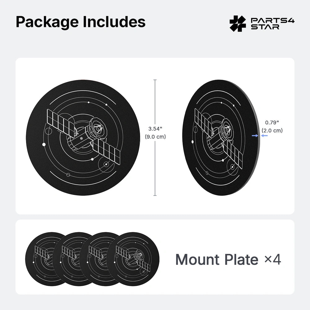 Starlink Mini/Gen 3 Adhesive Magnetic Mount Plates 4PCS for Standard 4/4X, Aluminum, Glass & Fiberglass Roofs - Parts4Star