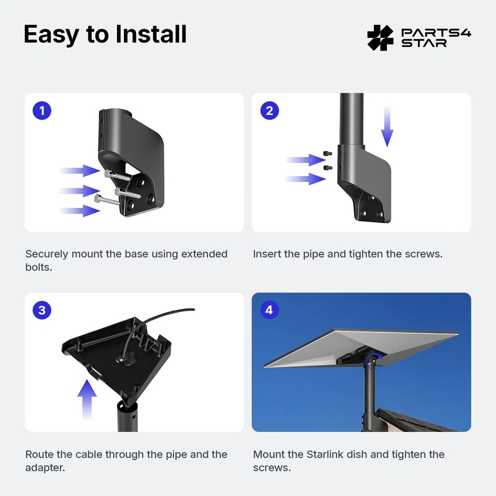 Step-by-step installation guide for Starlink mount