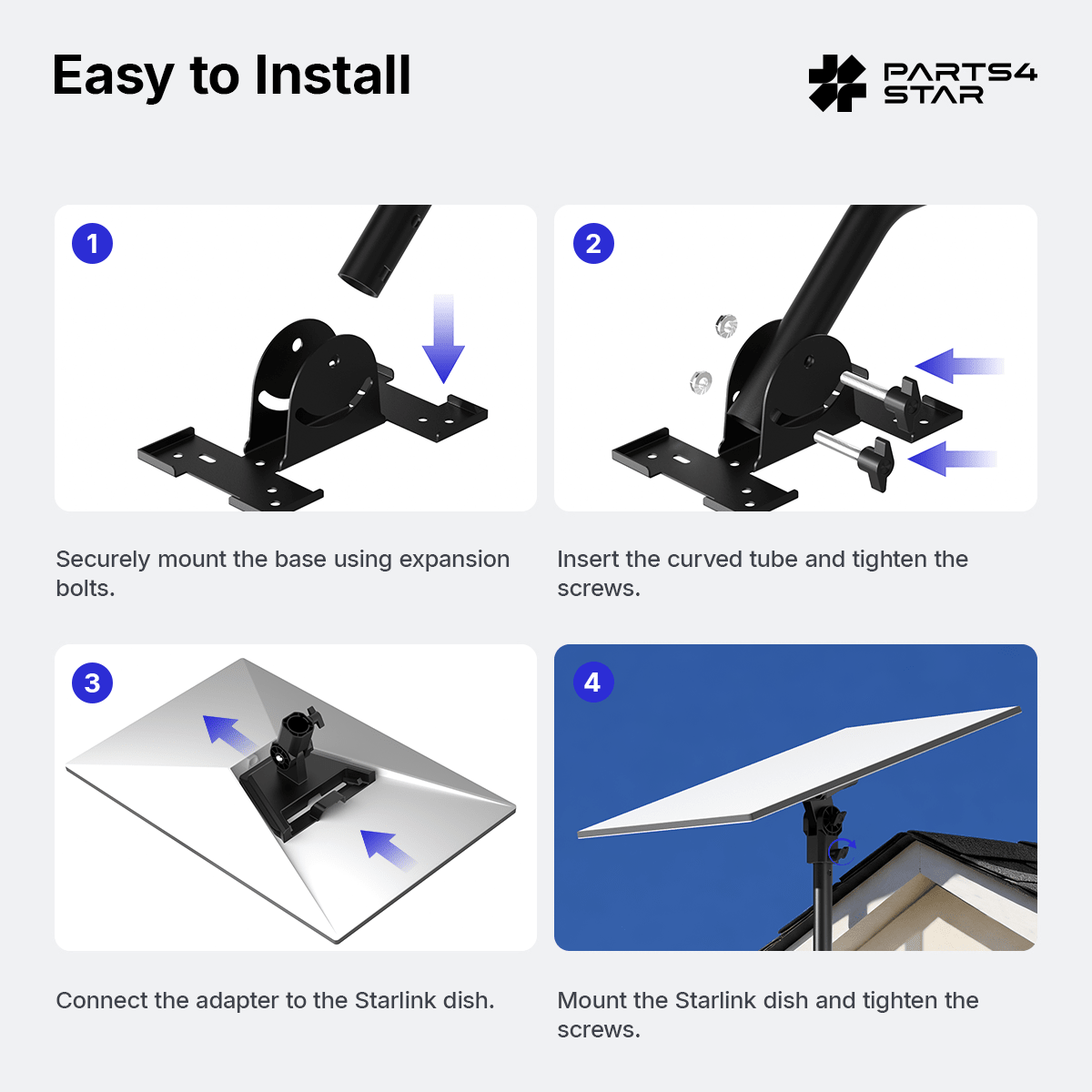 Starlink Gen 3 Mount - Roof & Wall for Standard 4/4X - Parts4Star