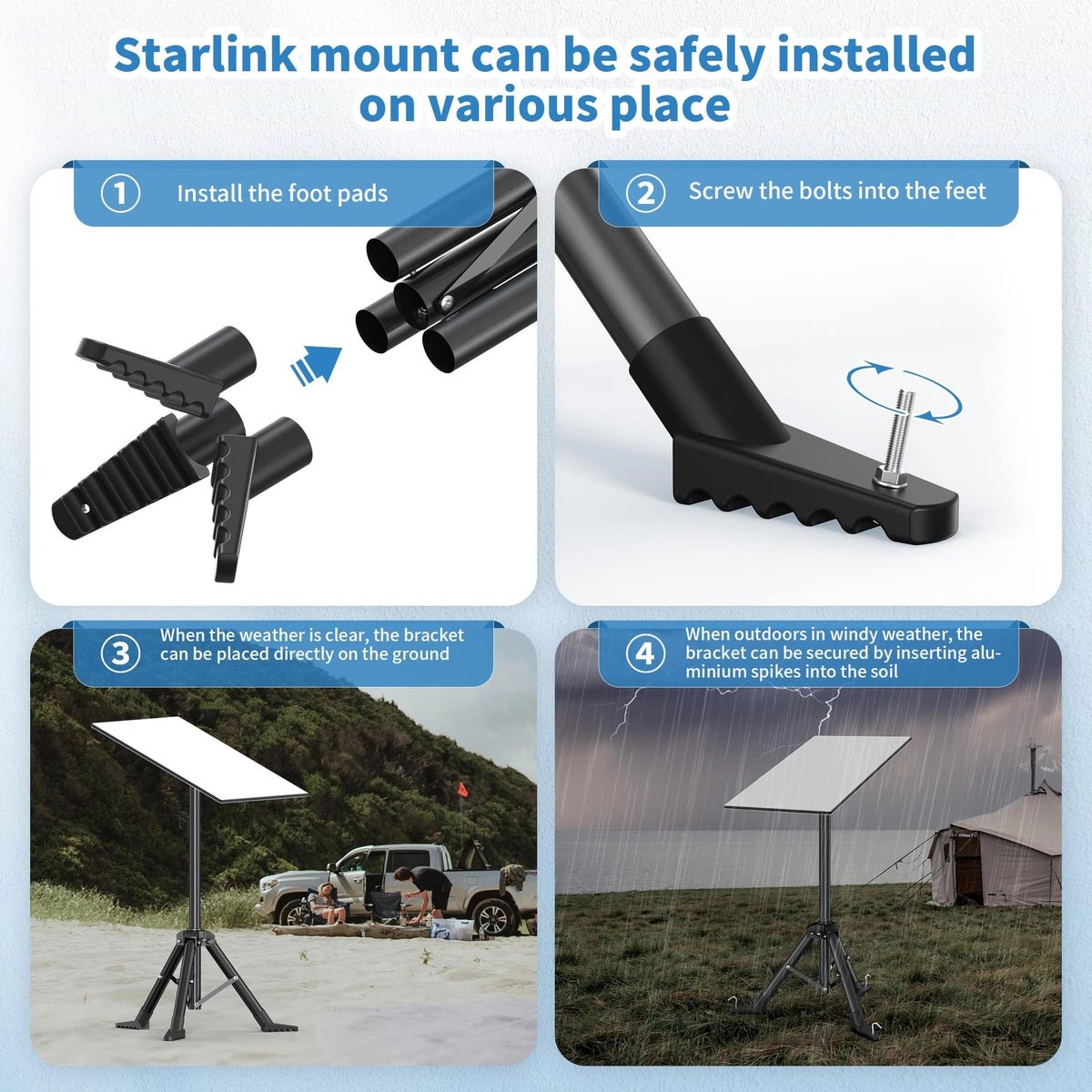 Starlink Standard 4/4X Tripod Mount - Height Adjustable, Gen 3/V3/V4 - Parts4Star