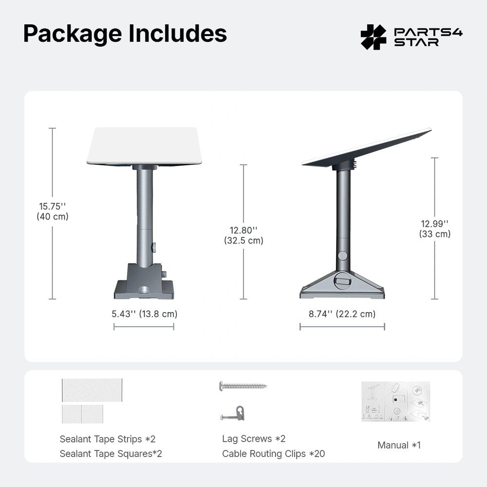 Starlink V5 Adjustable Roof Pivot Mounting Kit - 90° Tilt - Parts4Star