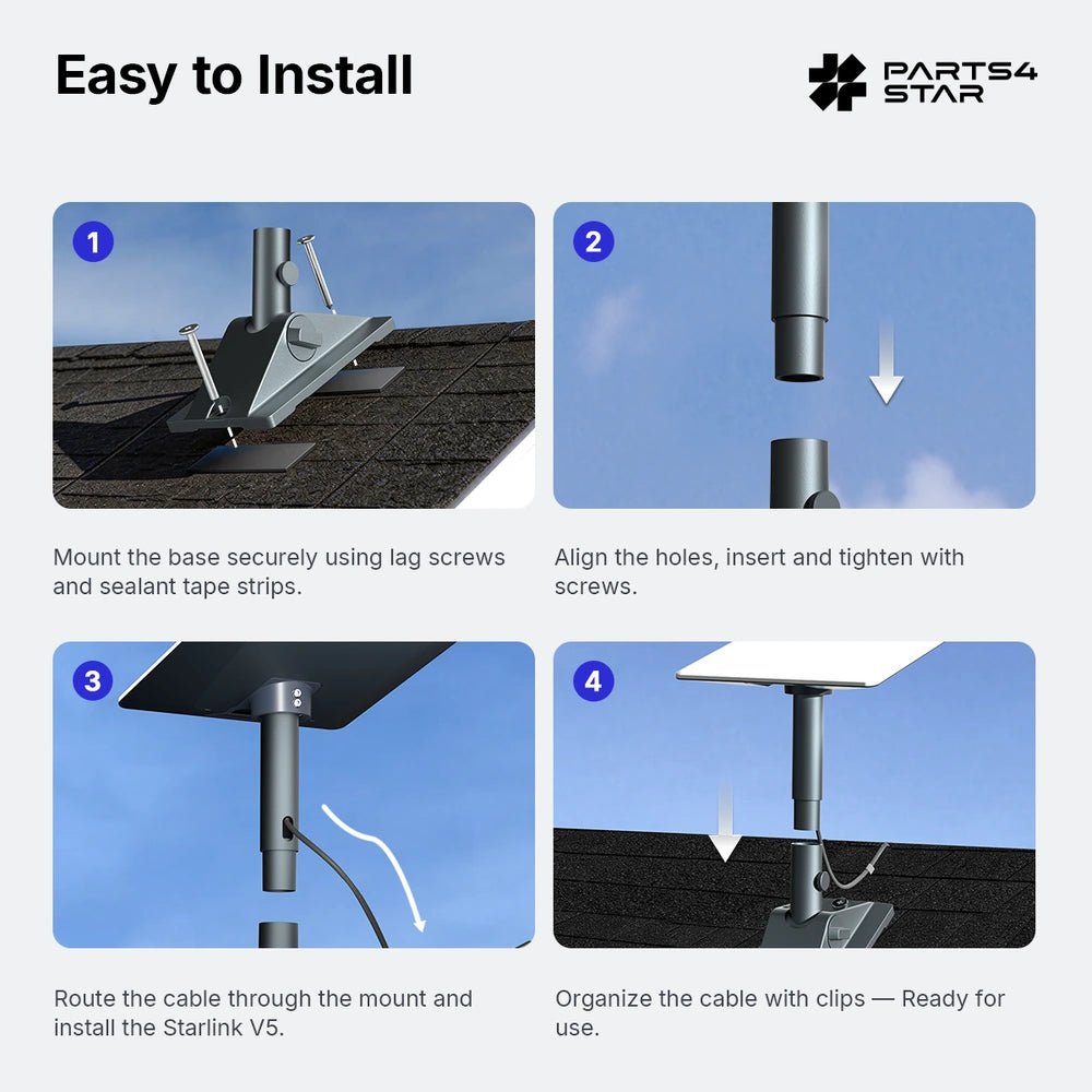 Starlink V5 Adjustable Roof Pivot Mounting Kit - 90° Tilt - Parts4Star