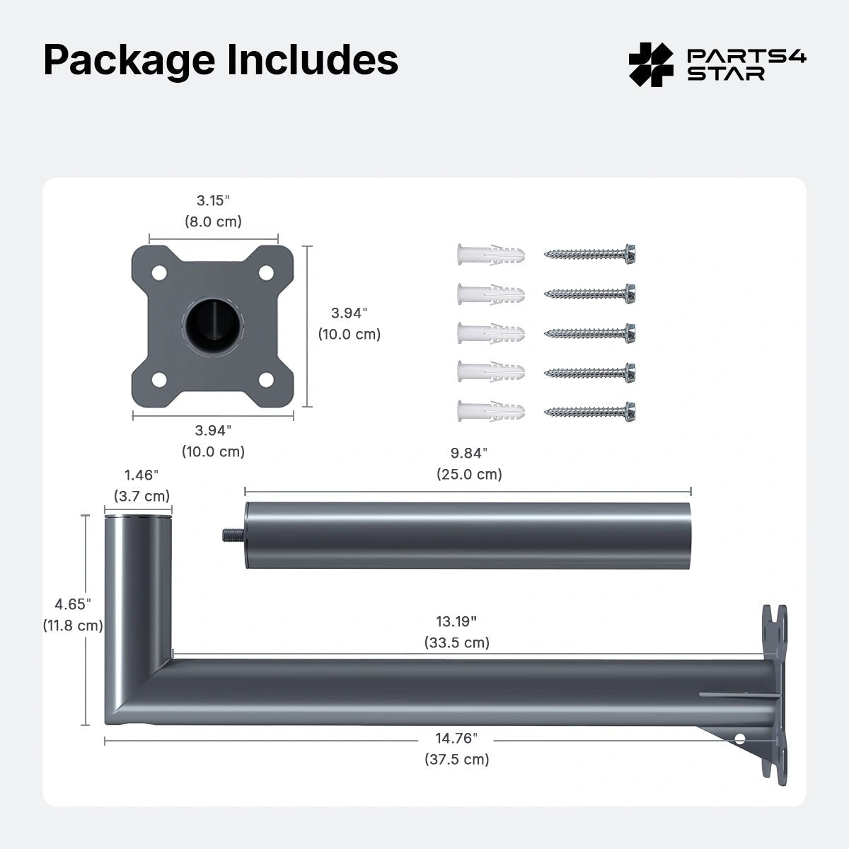 Starlink V5 Adjustable Wall Mount Kit - 13.19'' Long Extension Pole - Parts4Star