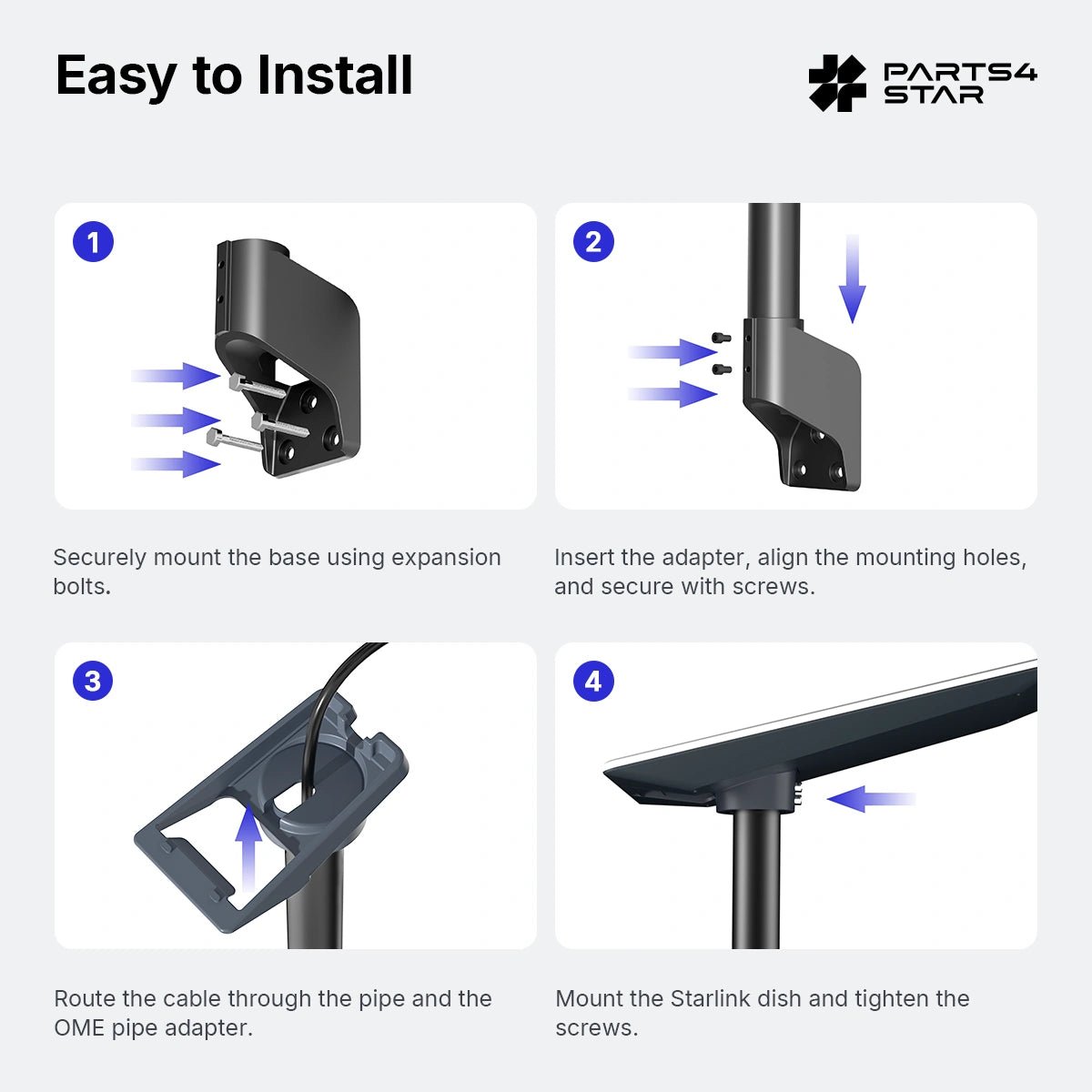 Starlink V5 Wall Mount Kit - 360° Rotatable - Parts4Star
