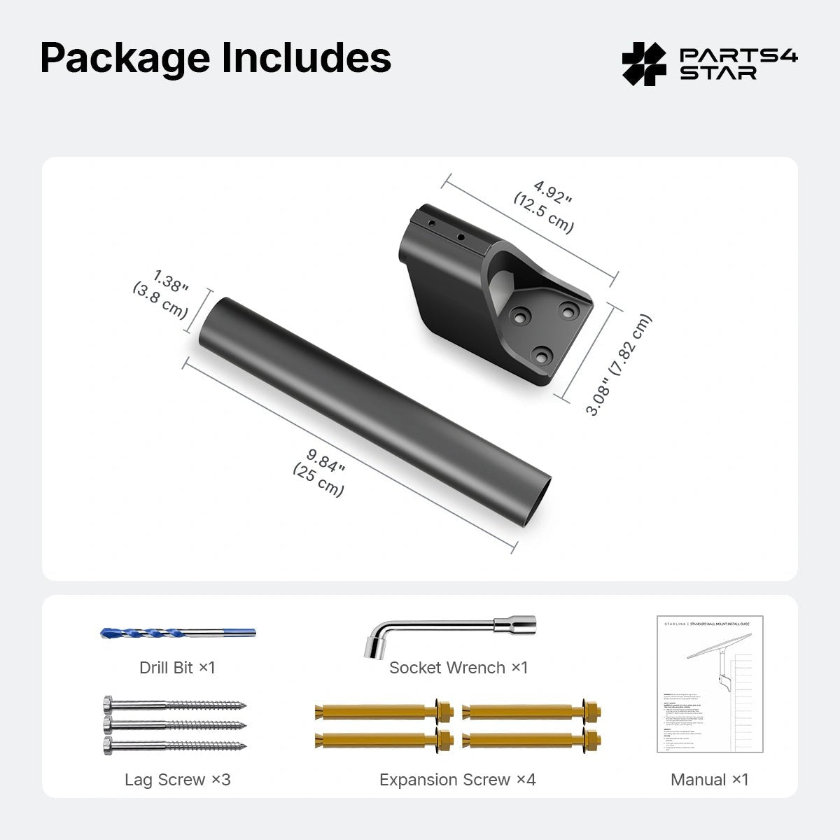 Starlink V5 Wall Mount Kit - 360° Rotatable - Parts4Star