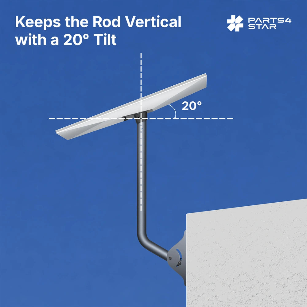 Starlink mount with 20-degree vertical rod tilt
