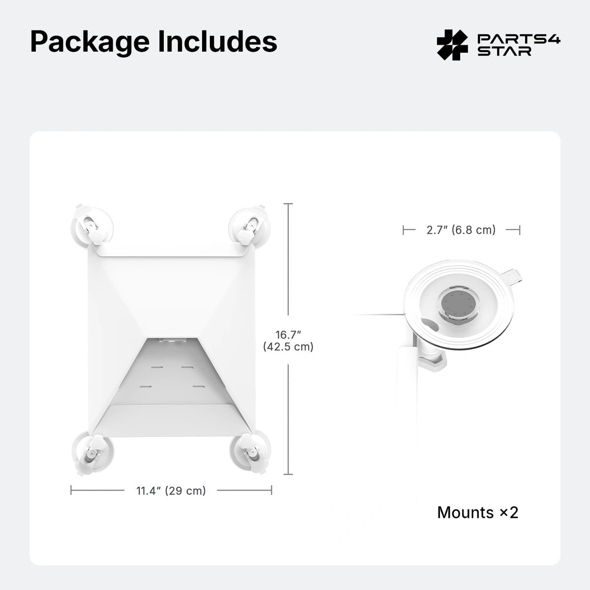 Starlink Mini Forstærket Metal Sugekop Montering – Bredere Ramme, 4-Sugekop Design, 50 lb Stærkt Greb