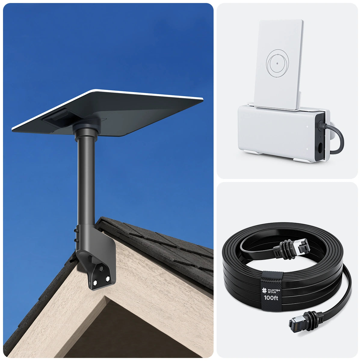 Starlink V5 Wall & Roof Mount Kit – Full Install Bundle with Cable & Router Mount