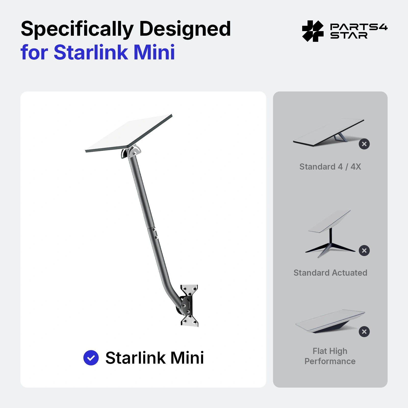 Starlink Mini Kit di montaggio a parete e tetto - Asta di prolunga regolabile da 76 cm (30 pollici)