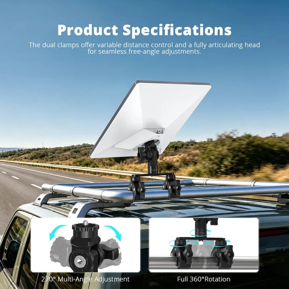 Starlink Mini Adjustable Dual-Clamp Mount Kit with 270° Rotation for RV Ladder & Tripod