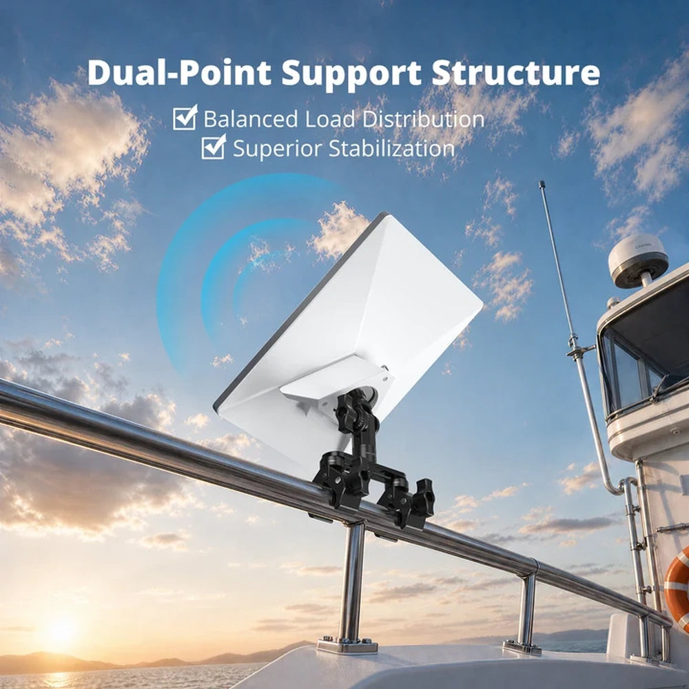 Starlink Mini Adjustable Dual-Clamp Mount Kit with 270° Rotation for RV Ladder & Tripod