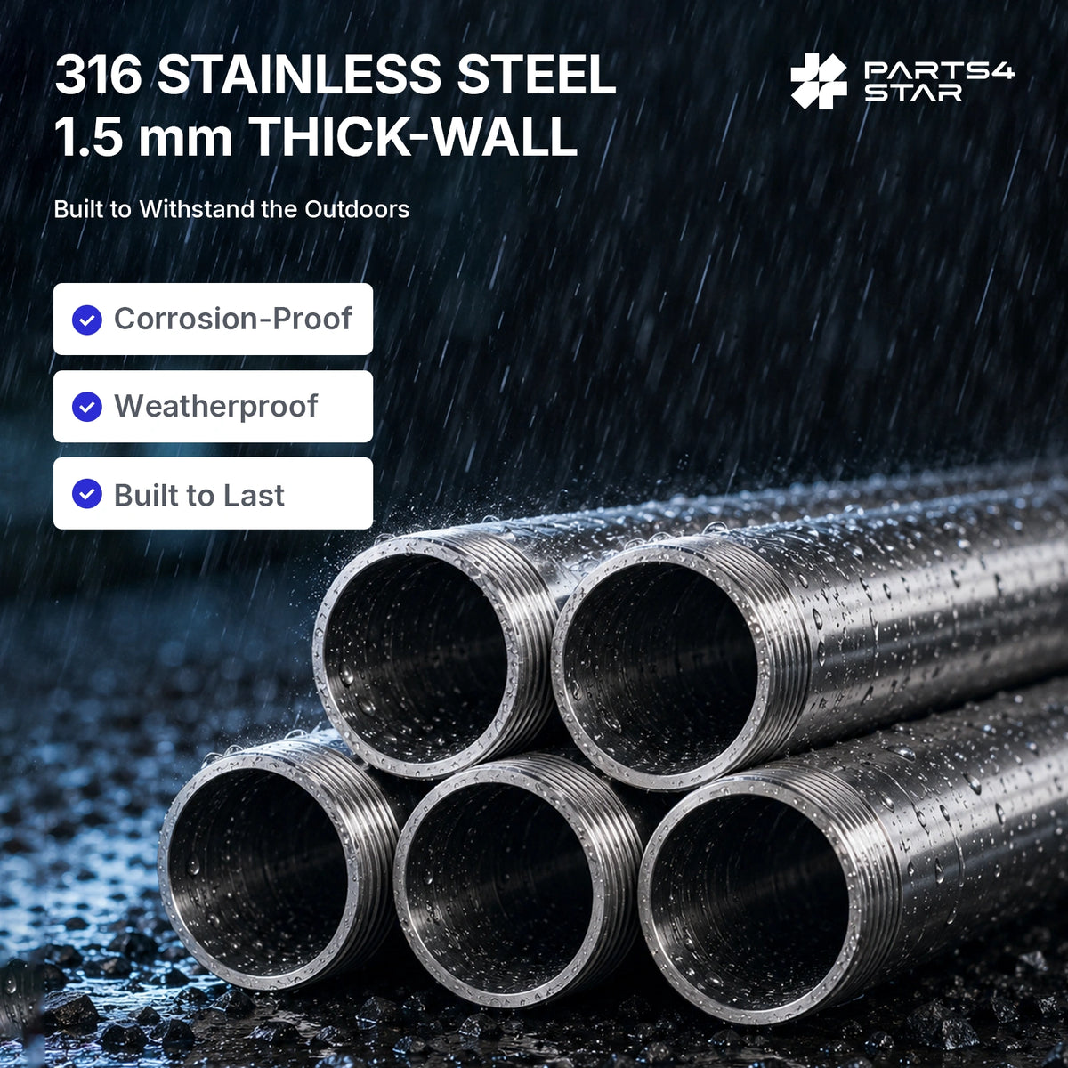 Starlink V5 No-Dig Ground Anchor Kit (6.6FT) - 316 Stainless Steel