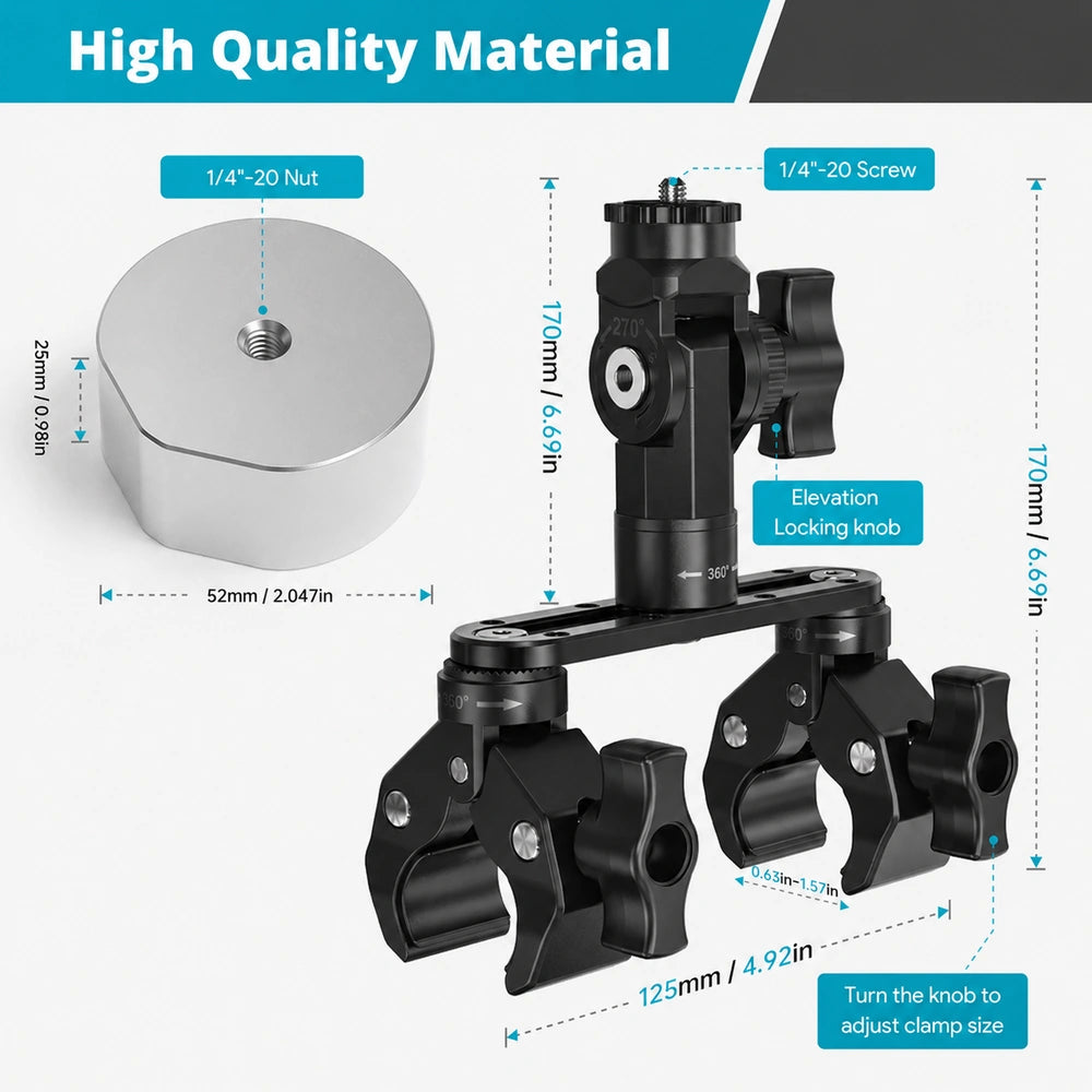 Starlink Mini Adjustable Dual-Clamp Mount Kit with 270° Rotation for RV Ladder & Tripod