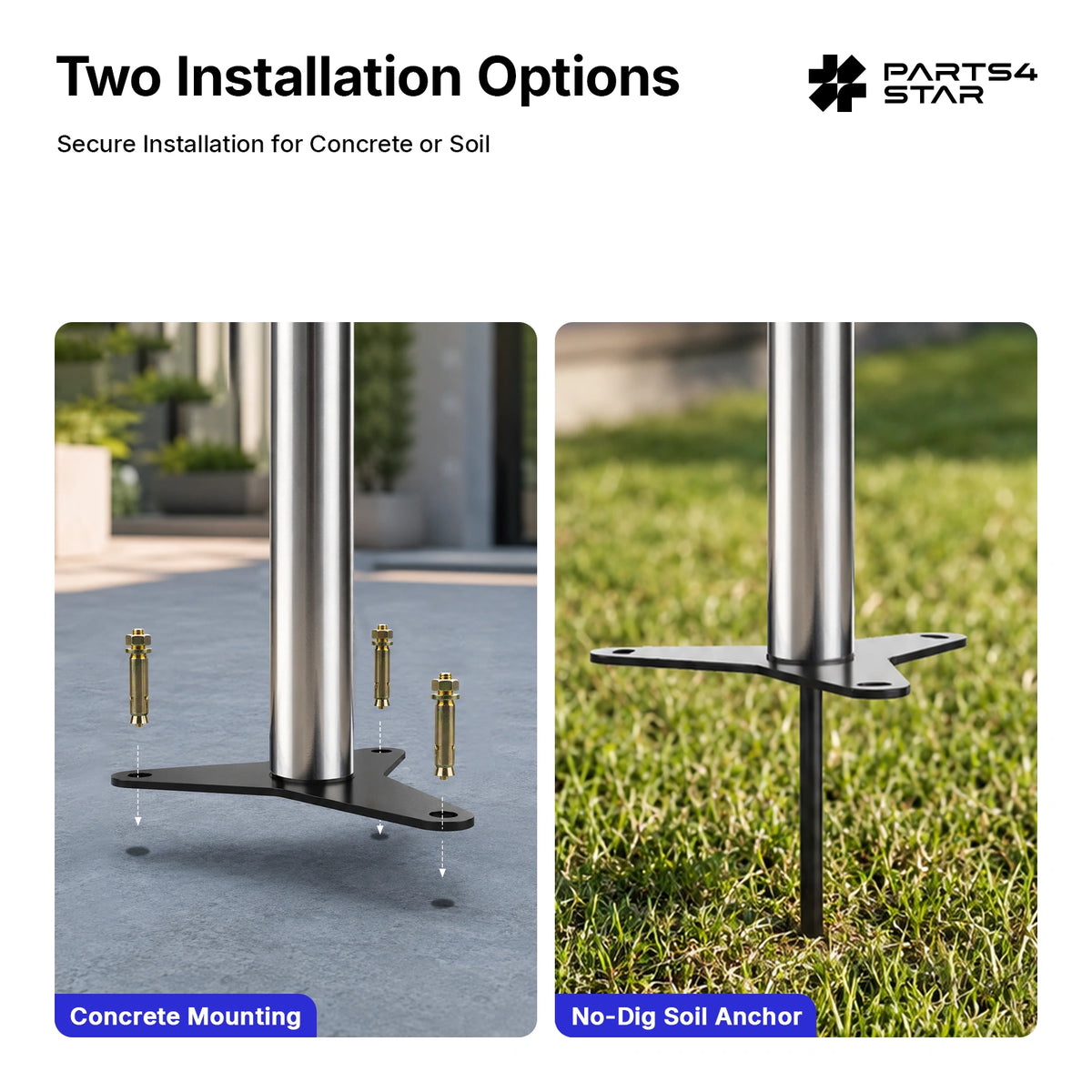 Starlink V5 No-Dig Ground Anchor Kit (6.6FT) - 316 Stainless Steel