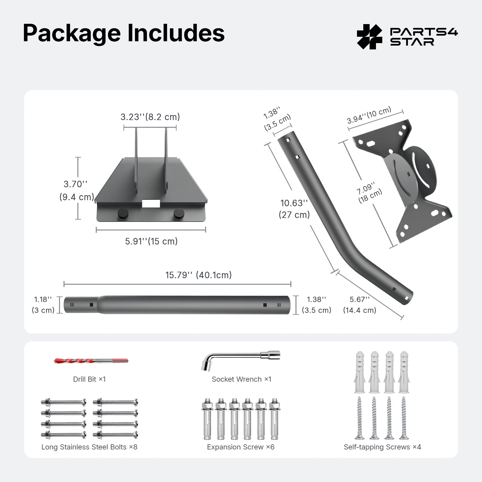 Starlink Mini Kit di montaggio a parete e tetto - Asta di prolunga regolabile da 76 cm (30 pollici)