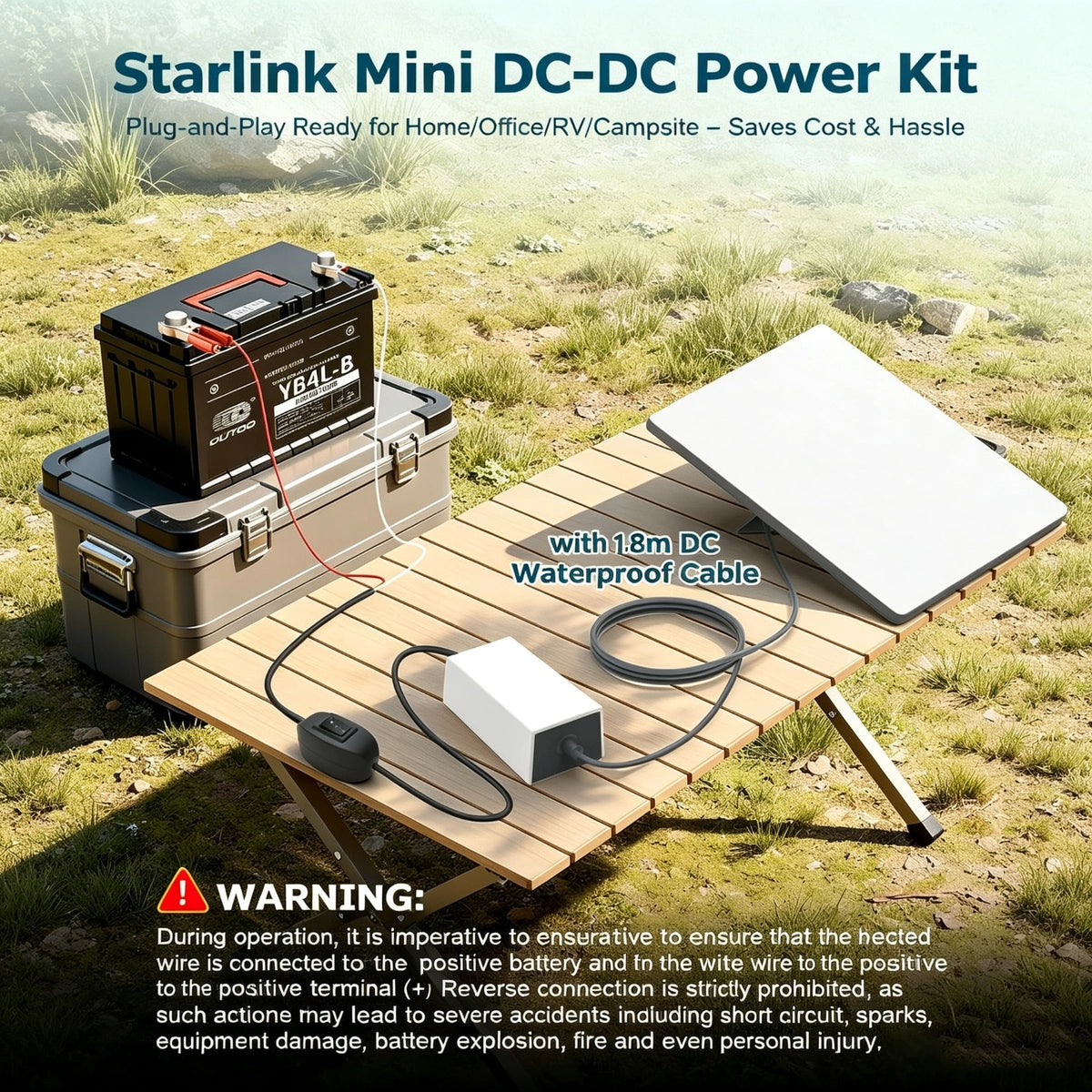 Starlink Mini 12V DC Power Adapter with Alligator Clips